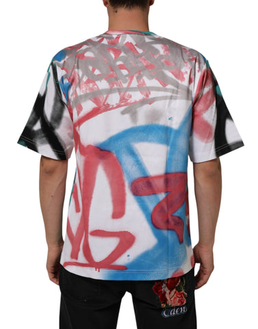 White Graffiti Crew Neck Short Sleeves T-shirt