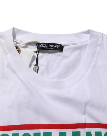 White Graphic Print Cotton Crew Neck T-shirt