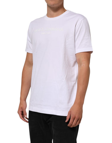 White Cotton Crew Neck Short Sleeves T-shirt