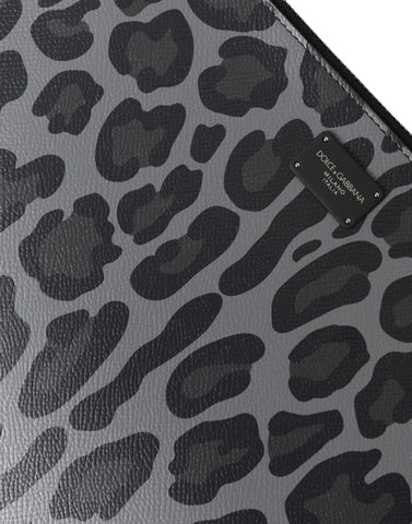 Multicolor Leopard Jacquard Logo Plaque Document Briefcase Bag