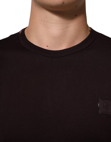 Brown Logo Plaque Cotton Crew Neck T-shirt