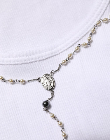 White Cotton Chain Necklace Tank Top T-shirt