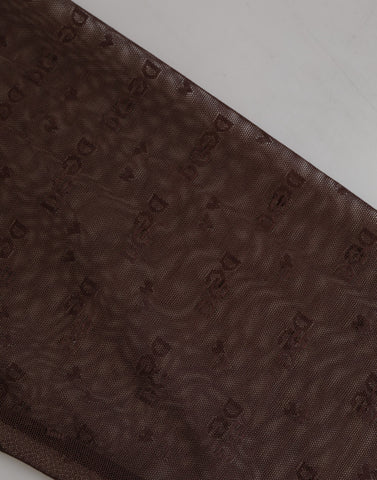 Brown Nylon Logo Lace Leggings Pants Underwear