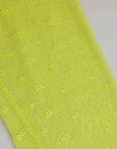 Neon Green Nylon Logo Lace Leggings Pants Underwear