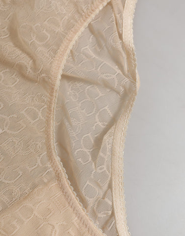 Beige DG Logo Lace Mid Waist Panty Underwear