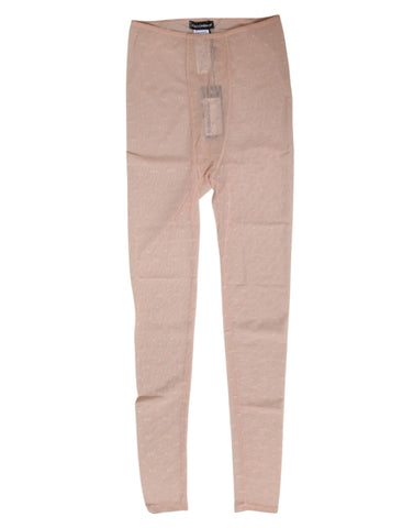 Beige Nylon Logo Lace Leggings Pants Underwear