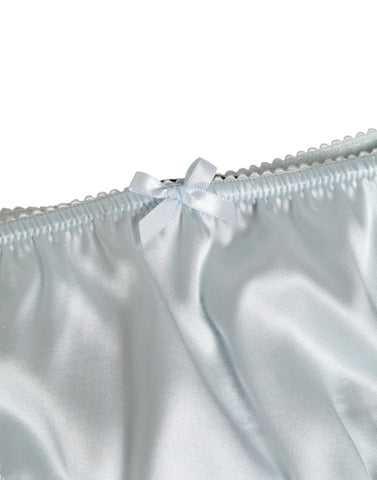 Gray Silk Satin Floral Lace Panty Brief Underwear