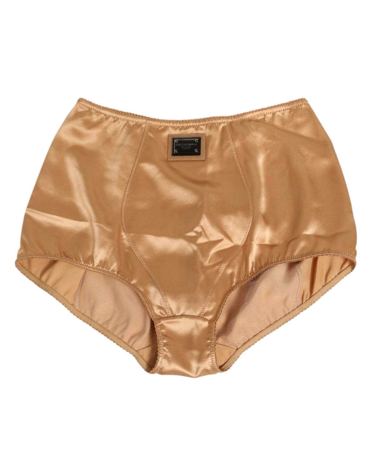 Beige Silk Stretch High Waist Girdle Underwear