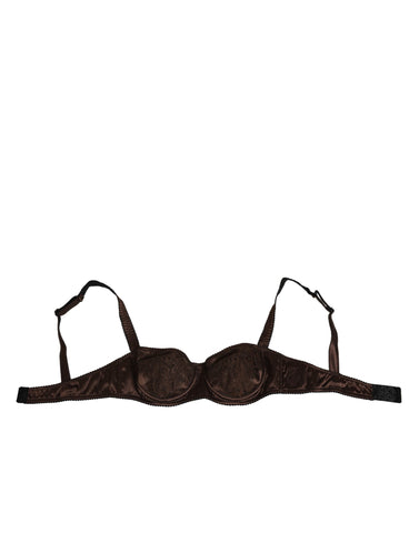 Brown Silk Underwired Balconette Bra Underwear