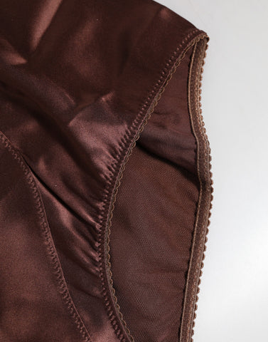 Brown Silk Stretch High Waist Girdle Underwear