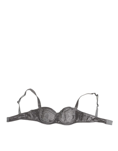 Gray Silk Underwired Balconette Bra Underwear