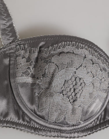 Gray Silk Underwired Balconette Bra Underwear