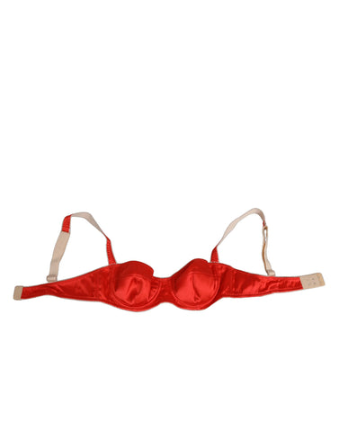 Red Silk Satin Underwire Bra Semi-Pad Underwear