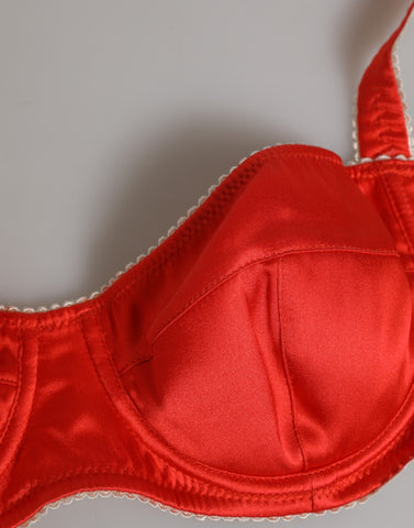 Red Silk Satin Underwire Bra Semi-Pad Underwear