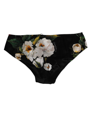 Black Floral Print Mid Waist Panty Underwear