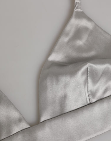 Gray Silk Satin Triangle Soft Cup Bra Underwear