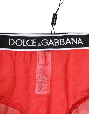 Red Nylon Logo Waistband Brief Panty Underwear