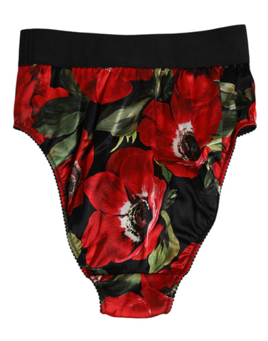 Black Floral Print High Waist Panty Underwear