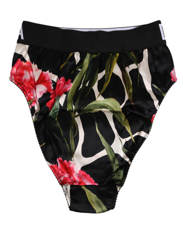 Black Floral Print High Waist Panty Underwear
