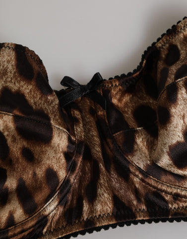 Brown Leopard Silk Balconnet Bra Underwear