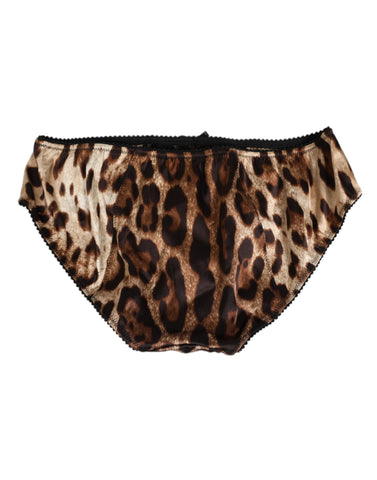 Brown Leopard Silk Mid Waist Panty Underwear