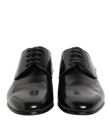 Black Calfskin Leather Derby Men Dress Shoes