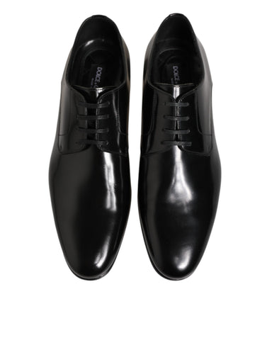 Black Calfskin Leather Derby Men Dress Shoes