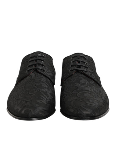 Black Brocade Lace Up Derby Men Dress Shoes
