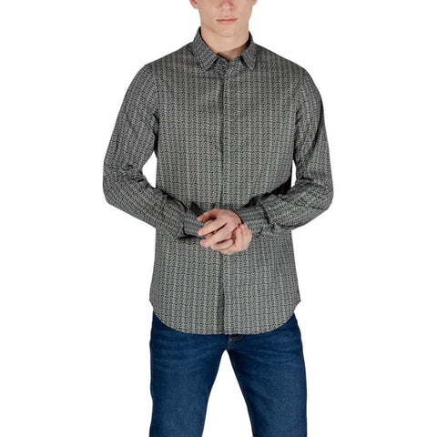 Black Cotton Pattern Shirt