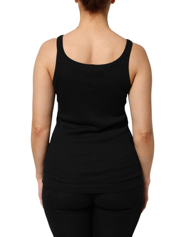 Black Cotton Sleeveless Women Tank Top