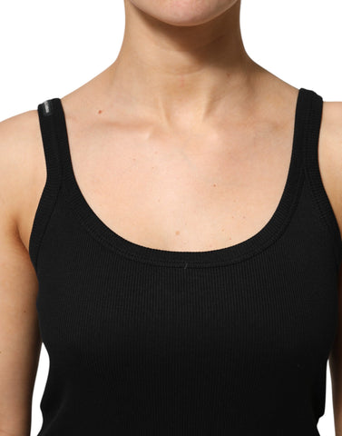 Black Cotton Sleeveless Women Tank Top