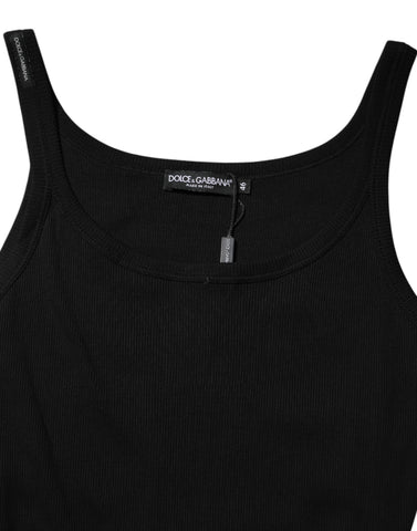 Black Cotton Sleeveless Women Tank Top