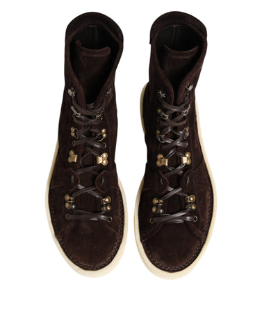 Brown Suede Lace Up Ankle Short Boots Shoes