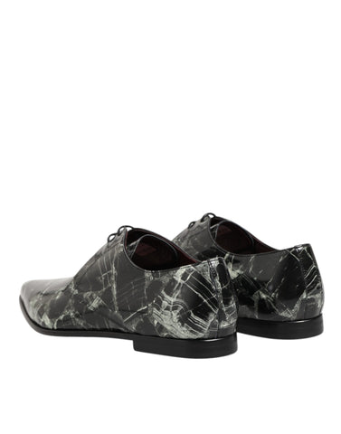 Marbled Pattern Dress Lace Up Derby Shoes