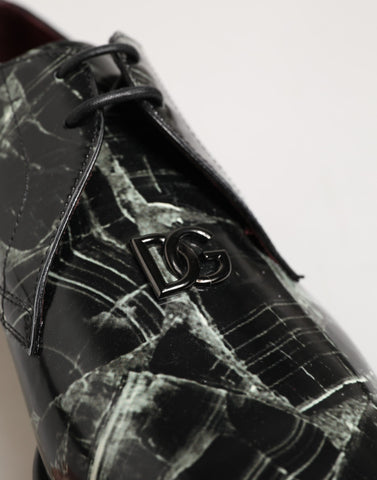 Marbled Pattern Dress Lace Up Derby Shoes