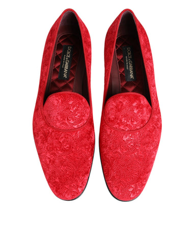 Red Jacquard Loafers Formal Men Dress Shoes