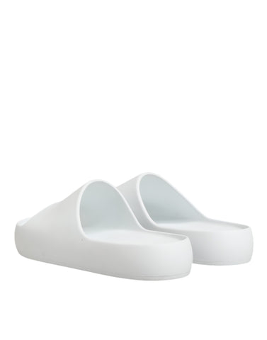 White Logo Slides Sandals Men Beachwear Shoes