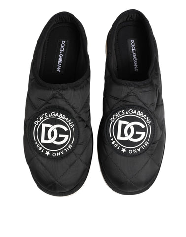 Black Nylon Low Top Slip On Sneaker Shoes