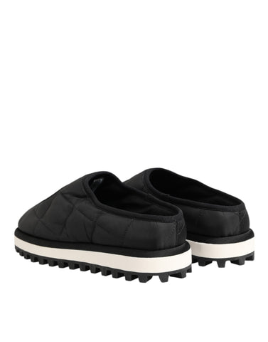 Black Nylon Low Top Slip On Sneaker Shoes