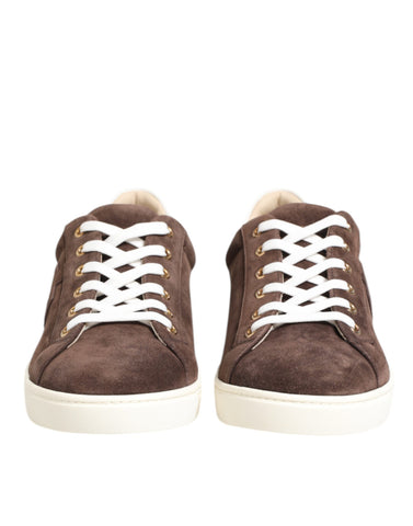 Brown Suede Leather Low Top Men Sneakers Shoes