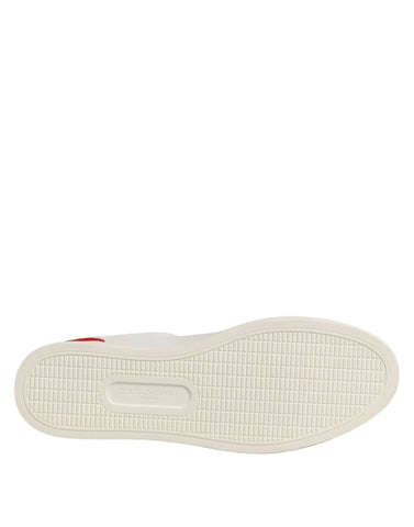 Białe, czerwone, skórzane, niskie trampki męskie