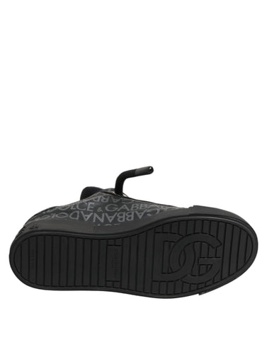 Black Cotton Denim Logo Low Top Sneakers  Shoes