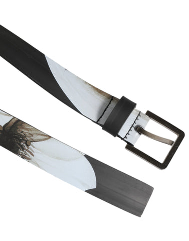 Multicolor PVC Floral Silver Buckle Men Belt