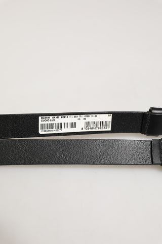 Black Double Strap Leather Silver Buckle Belt