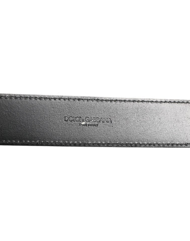 Black Leather Classic Metal Logo Buckle Belt