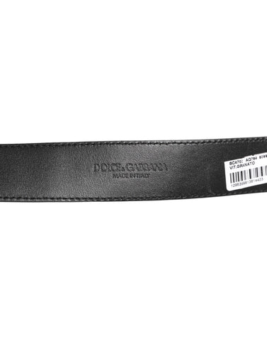 Black Leather Classic Metal Logo Buckle Belt