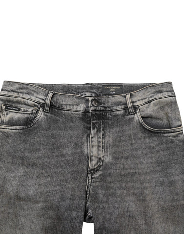 Gray Cotton Stretch Slim Fit Men Denim Jeans