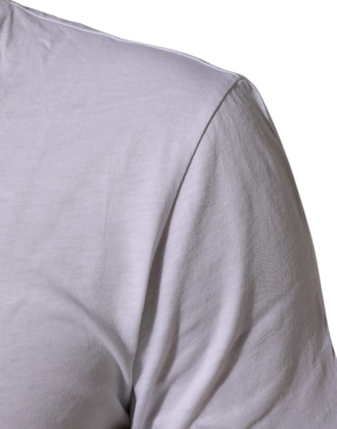 White Cotton Logo Print Crew Neck T-shirt