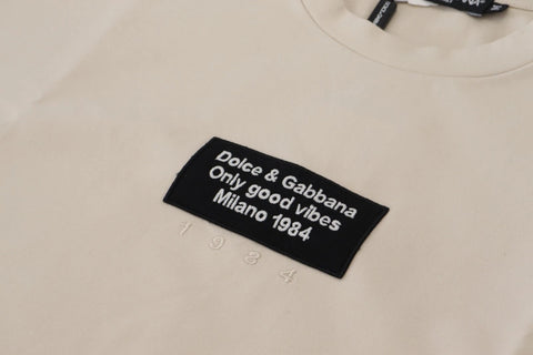 Ivory Cotton Ivory Printed Crewneck