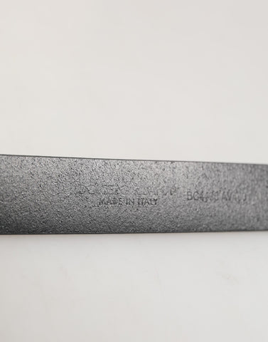 Brown Leather Classic Metal Logo Buckle Belt